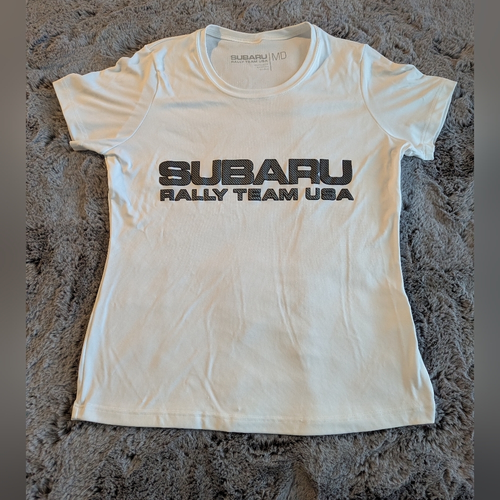 Subaru Rally Team USA Logo Womens Sz.M Short Sleeve White T Shirt